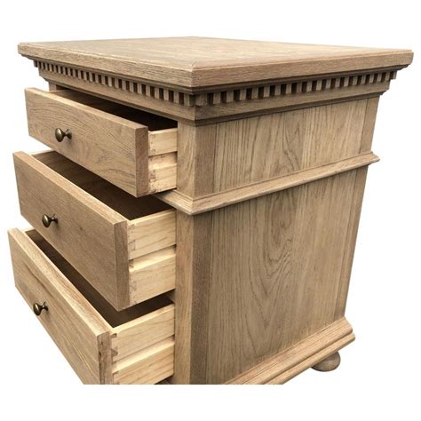Frances Oak Timber Bedside Table Weathered Oak