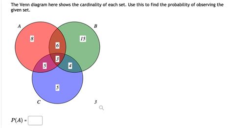 The Venn Diagram Here Shows The Cardinality Of Each Set Use This To