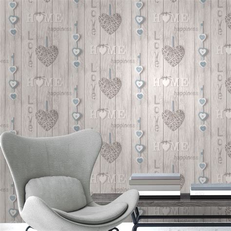 Fine Decor Love Your Home Wallpaper, Blue | Leekes