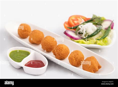 Indian Delhi Street Chaat Food Ram Laddu Pakode Or Raam Ladoo Pakore Is Made Of Moong Dal