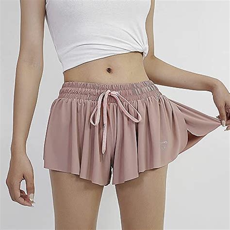 Luogongzi 2 In 1 Flowy Yoga Shorts For Women Athletic Running Workout