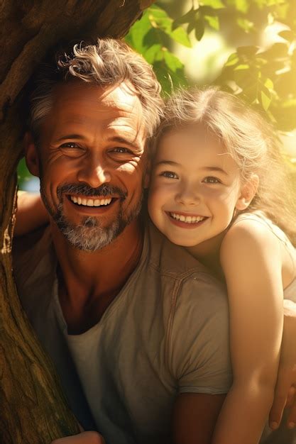 Un hermoso retrato de padre e hija celebrando el día del padre Foto