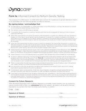 Fillable Online Form A Informed Consent To Perform Genetic Testing