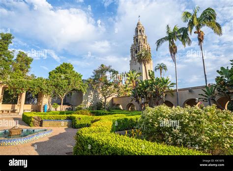 The California Tower And Alcazar Gardens Balboa Park San Diego