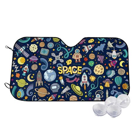 Haiem Colorful Space Car Windshield Sun Shade - Blocks UV Rays Sun