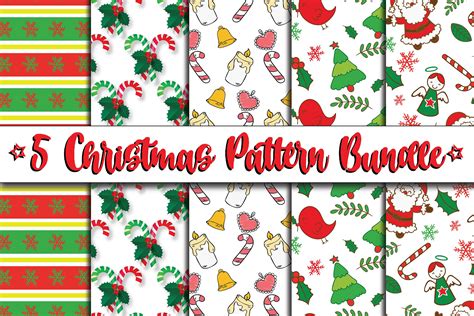 Merry Christmas Digital Patterns Bundle Graphic By Asiaartgallery