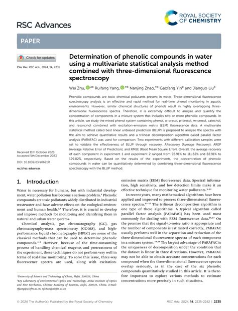 Pdf Determination Of Phenolic Compounds In Water Using A Multivariate