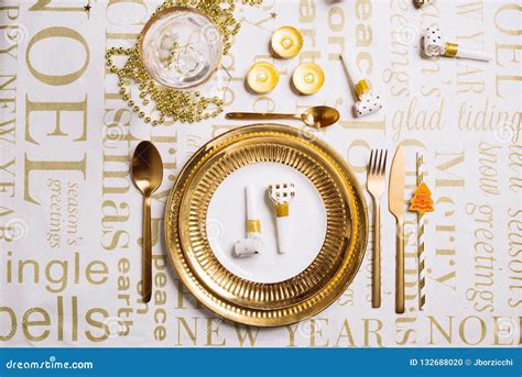 New year table setting stock photo. Image of luxury - 132688020