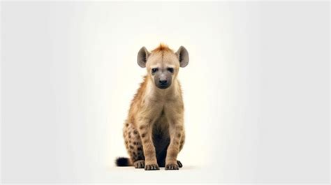 Foto De Una Linda Hiena Aislada Sobre Fondo Blanco Foto Premium