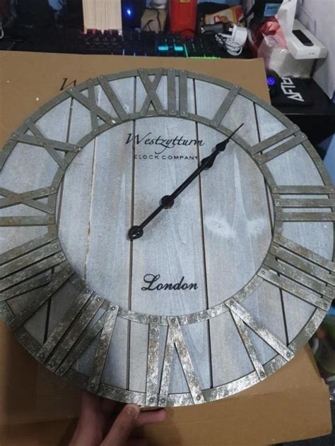 Westzytturm Extra Large Wall Clock Wood Rustic Farmhouse Vintage