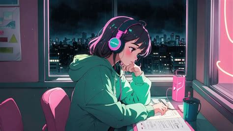 Premium Ai Image Anime Lofi Girl Relaxing Study Session With Chill Vibes