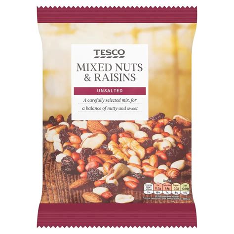 Tesco Unsalted Mixed Nuts And Raisins 500g Tesco Groceries