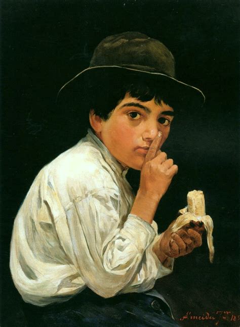 Boy with a banana Jose Ferraz de Almeida Junior油画作品 无水印高清大图 麦田艺术