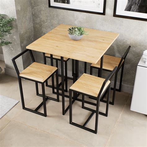 Conjunto Mesa Pinus 4 Cadeiras Industrial Black