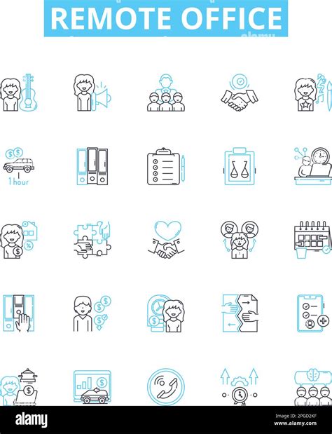 Remote Office Vector Line Icons Set Remote Office Teleworking