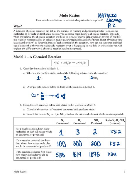 Mole Ratios Worksheets