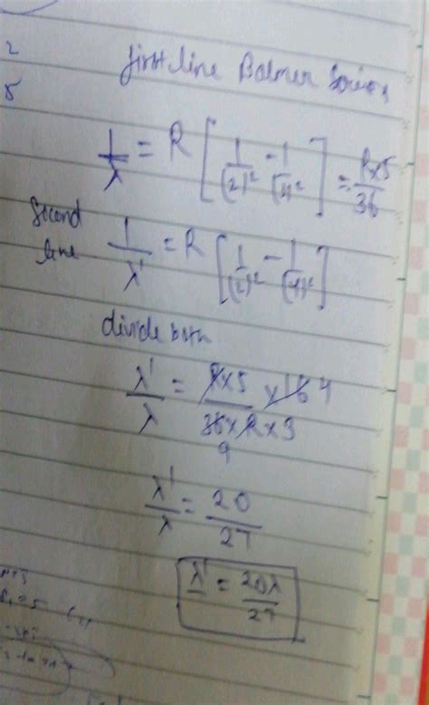 0 0 2 What Is The Wa The Wavelength Of The First Line Of Balmer Series