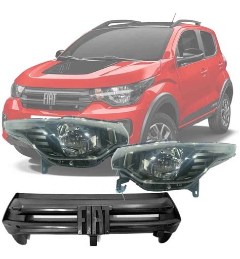 Kit Farol Dianteiro E Grade Fiat Mobi 2020 2021 Original Frete grátis