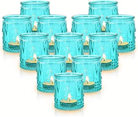 Newthinking Vintage Tea Light Candle Holders 12pcs Clear Vintage Glass Tea Light Colorful