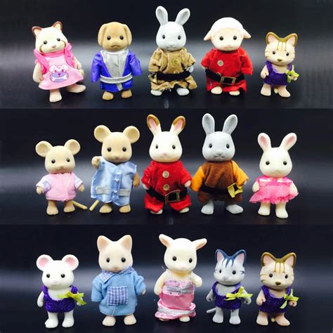 5pcslot 68cm Sylvanian Families Animal Action Figures Rabbit Mouse