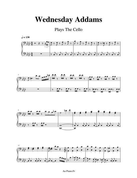 Wednesday Addams Play The Cello Au Pianofr Sheet Music For Piano