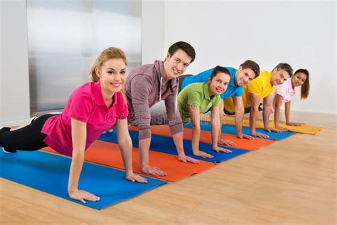 Group Of People Doing Push Ups Stock Image Image Of Group Exercise