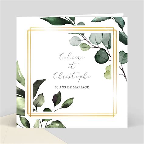 Invitation Anniversaire De Mariage Eucalyptus Popcarte