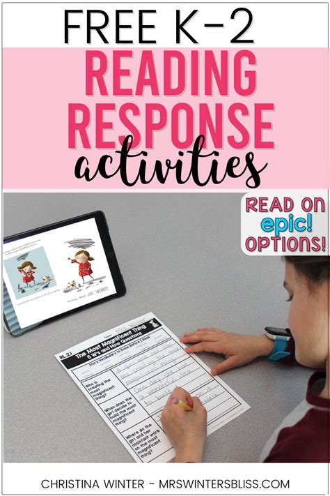 Free Reading Response Activities For K 2 Students Mrs Winters Bliss