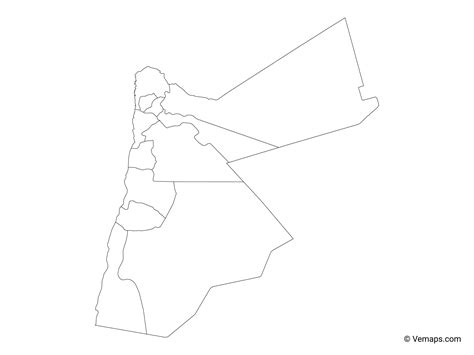 Outline Map Of Jordan With Governorates Free Vector Maps