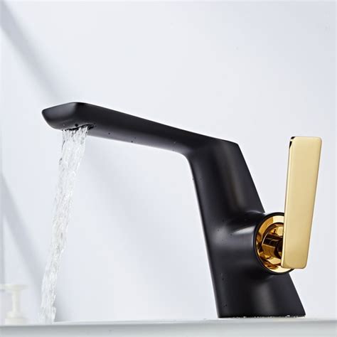 Bakala Fürdőszoba Csaptelep Black Gold Egységes Handle Hot Cold Water Switch Csaptelepek Mosdó