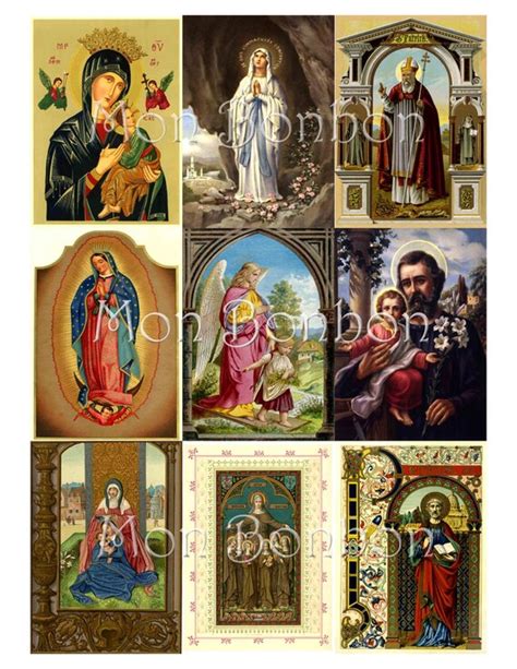 Vintage Religious Saints And Angels Digital Collage Sheet For