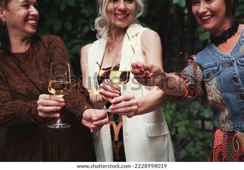 Happy Mature Women Friends Celebrate New Stock Photo 2228998019