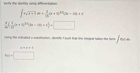 Solved Verify The Identity Using Differentiation Xx Chegg