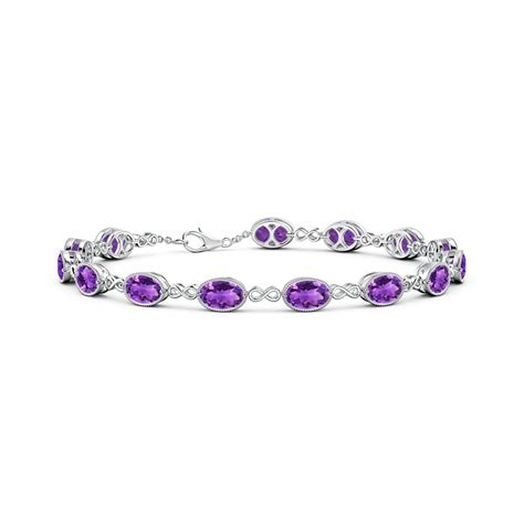 Oval Amethyst Infinity Link Bracelet With Milgrain Angara