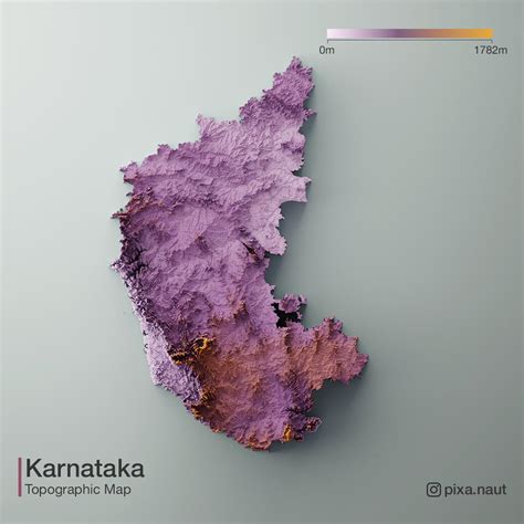 Karnataka Topographic Map Karnataka Contour Map Karnataka Outline | The ...