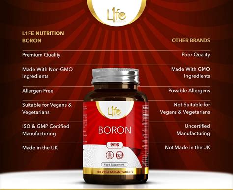 Boron Supplement 180 Vegan Tablets 6mg Per Serving Manufactured In Uk Ebay