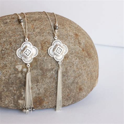 Silver Tassel Necklace Long Tassel Necklaces Christmas T