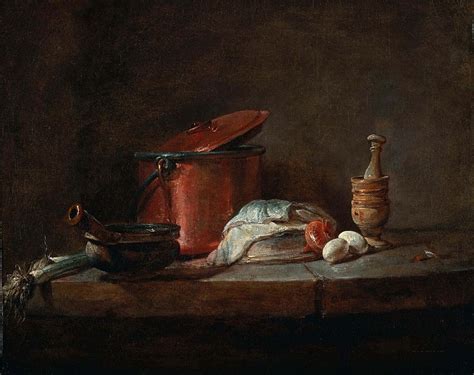 Kitchen Utensils With Leeks Fish And Eggs Jean Baptiste Sim On Chardin