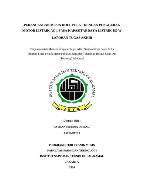 Pdf Perancangan Mesin Roll Pelat Dengan Penggerak Motor Listrik Ac 1