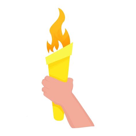 Goldene Fackel Mit Feuer In Der Hand Premium Vektor