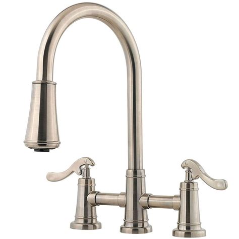 Pfister Ashfield 2 Handle Pull Down Sprayer Kitchen Faucet In Brushed