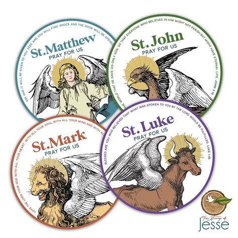 Symbols Of The Four Evangelist Sticker Pack Catholic Stickers