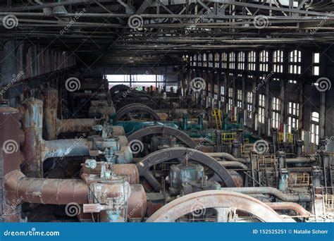 Machinery In An Old Steel Mill Paint And Rust Patina Stock Image