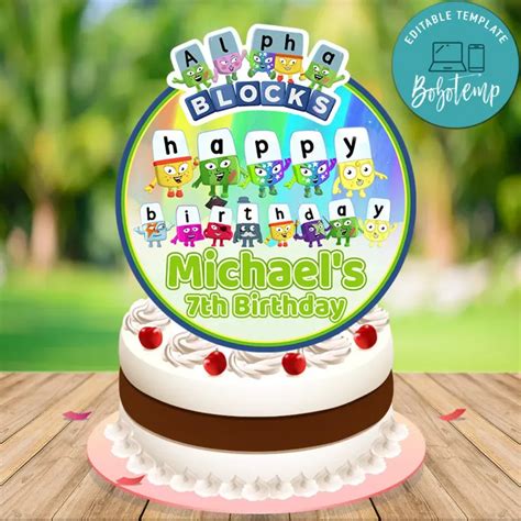 Alphablocks Birthday Cake Topper Template Printable Bobotemp