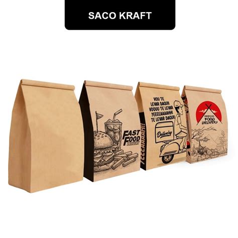 Saco Embalagem Kraft Para Delivery X Unidades Shopee Brasil