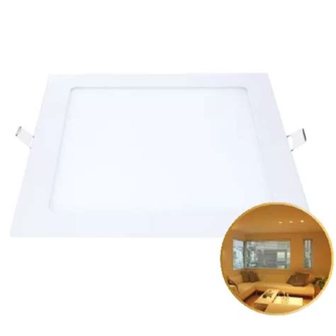 Panel de techo LED cuadrado blanco cálido de 18 W para incrustar