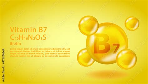 3D Vitamin Molecule B7 Biotin Design Realistic B7 Biotin Vitamin Drop