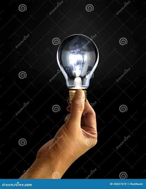 Hand Holding Light Bulb Stock Image Image Of Background