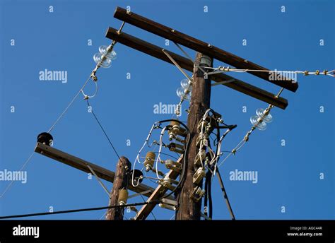 Greek Electricity Pylon Stock Photo - Alamy