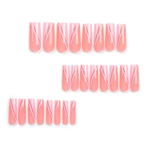 French Fake Nials Long Square Nail Tips Fashion Press On Nails Diy